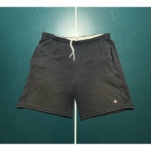 Vintage Champion Sweat Shorts Men's XL Sun Faded Black Embroidered Drawstring